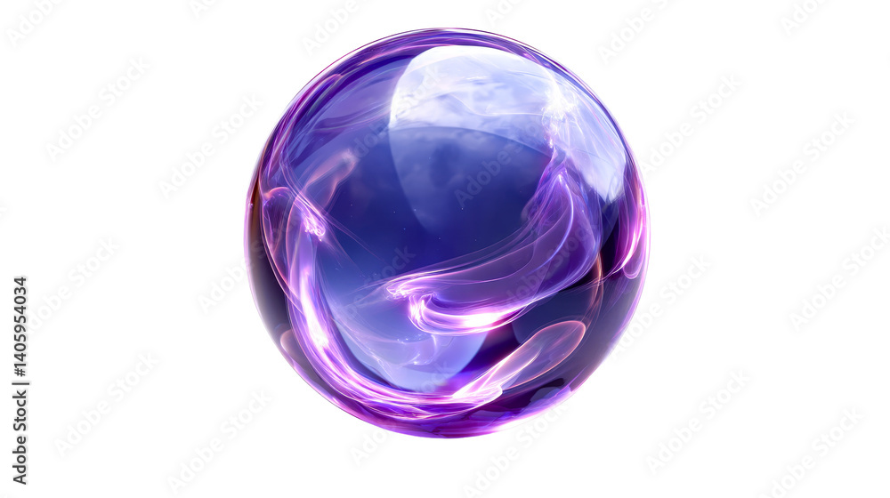 Obraz premium Colorful glass sphere with swirling purple and white patterns