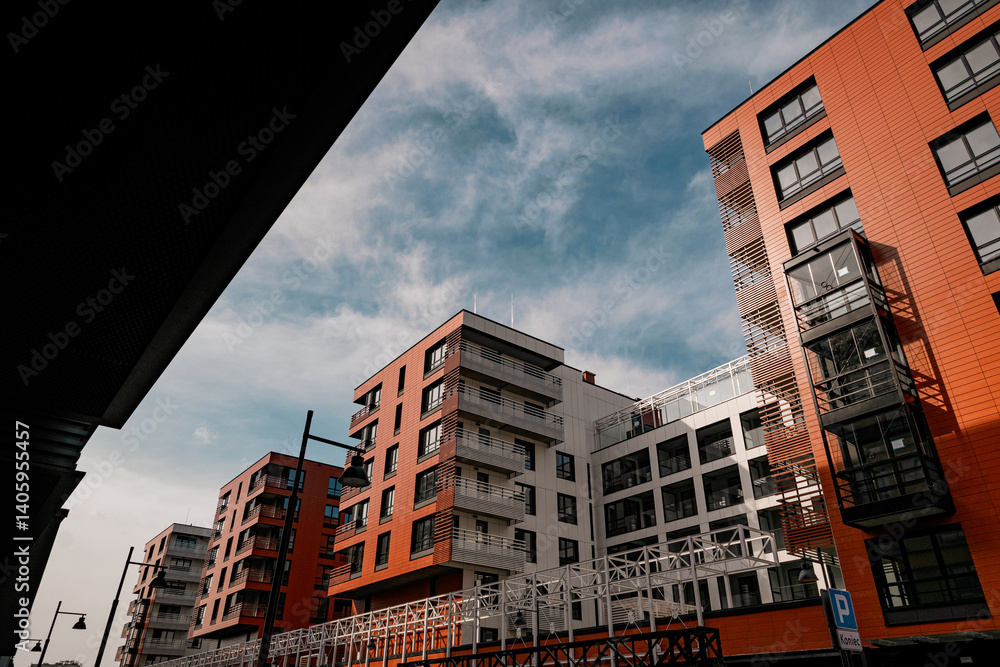 Fototapeta premium Modern residential building. House construction in Europe