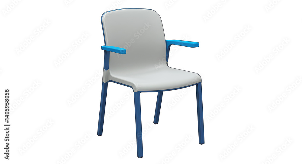 Isolated White and Blue Armchair Isolated White and Blue Armchair
