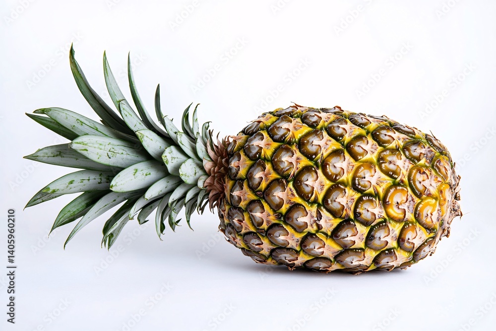 Fresh pineapple with green leaves on white background Fresh pineapple with green leaves on white background