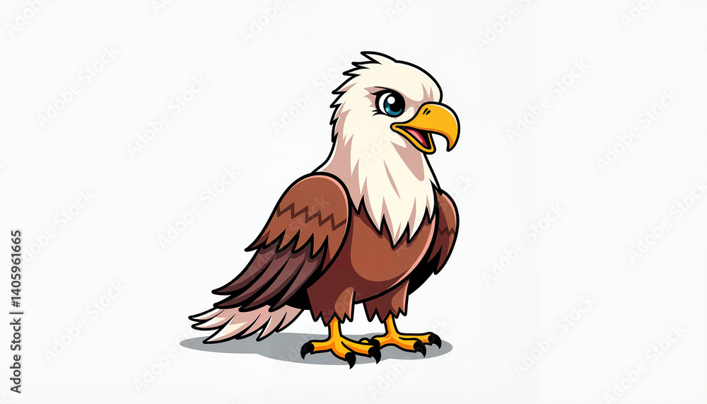 Naklejka premium Cartoon eagle character standing against a white background 