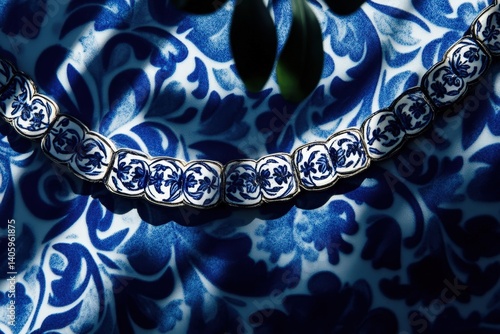 Close-up of decorative azulejos tiles with natural shadow

