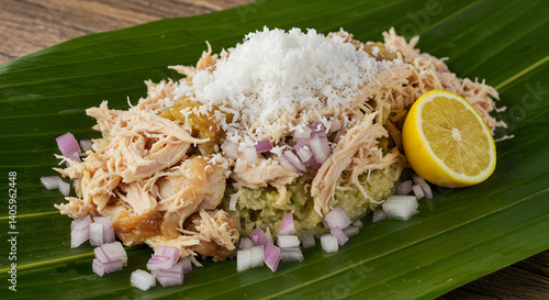 Exotic Micronesian Chicken Kelaguen with Lemon and Coconut Presentation