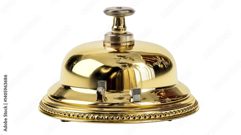 Service bell on transparent background for hospitality settings Service bell on transparent background for hospitality settings