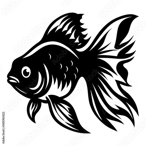 Wallpaper Mural Black and White Stylized Goldfish Illustration Aquatic Animal Design Graphic Art Torontodigital.ca