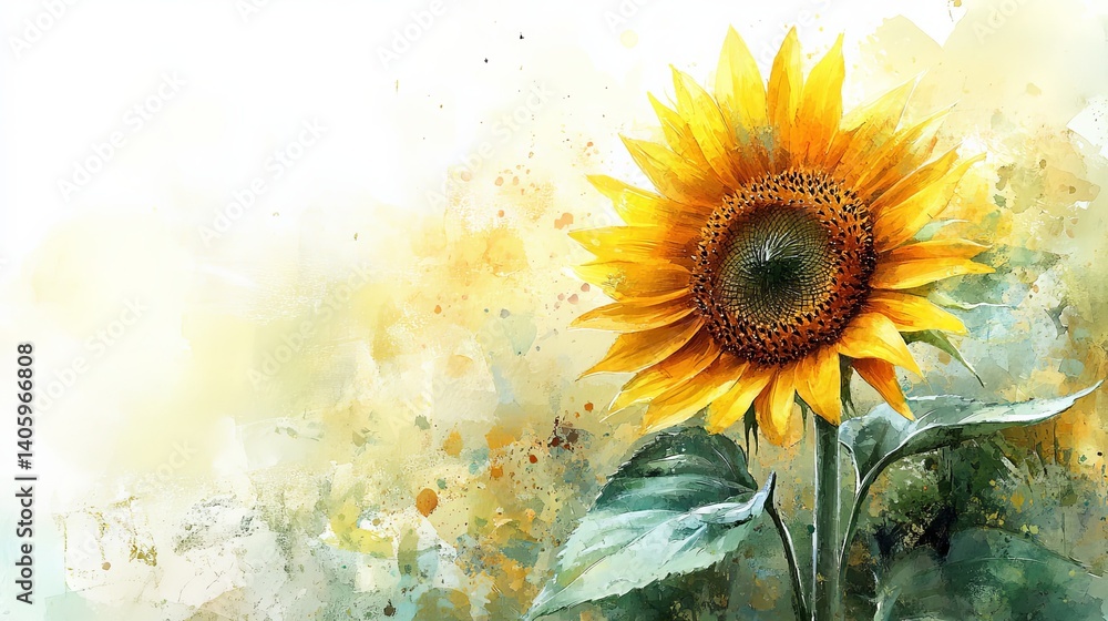 Sunflower Watercolor Painting Style Isola Sunflower Watercolor Painting Style Isola