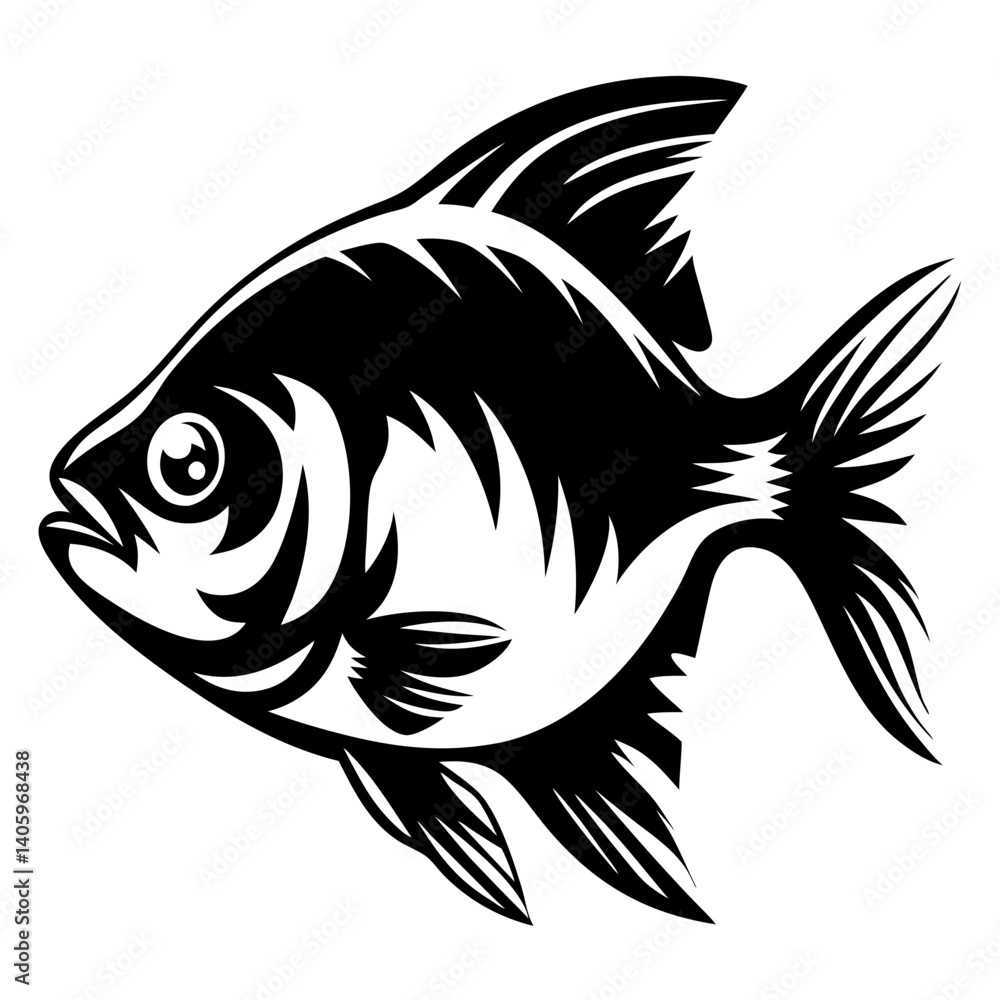 Stylized Black and White Fish Illustration Graphic Design Art Stylized Black and White Fish Illustration Graphic Design Art