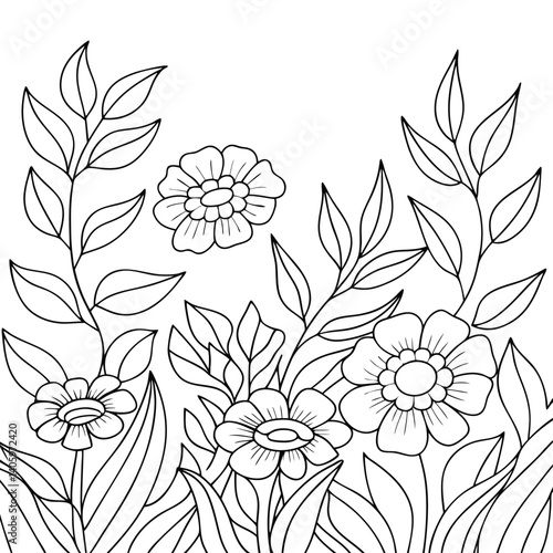 floral background with flowers coloring page