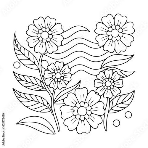 floral background with flowers coloring page