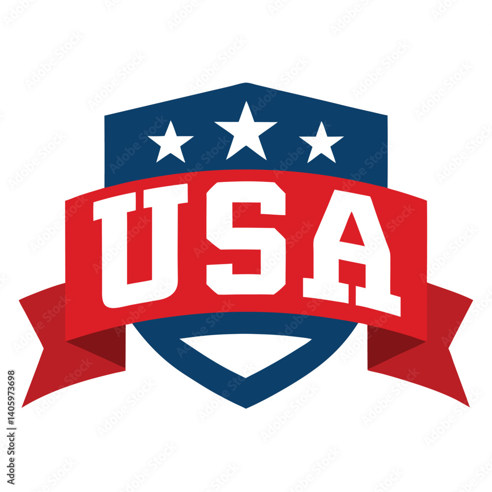USA American Banner on White Background, vector illustration USA American Banner on White Background, vector illustration