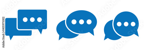 chat icon, chat box icon, speech bubble, speech balloon, chat bubble line art icon for apps and websites. Set of speech bubble, comic sticker, chat box and empty social media message box.