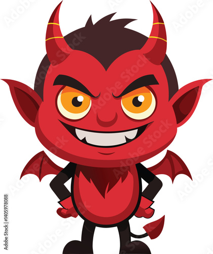 Small devil character smirking