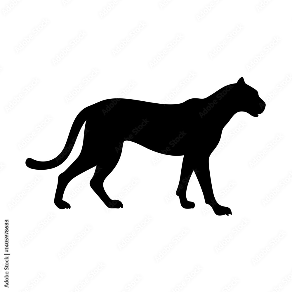 Fototapeta premium Black panther silhouette vector illustration of walking wildcat predatory animal design art, etc