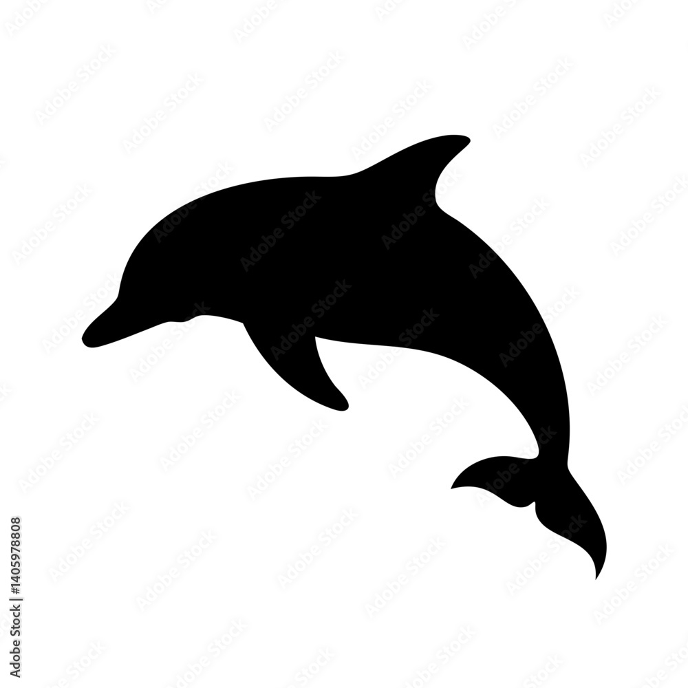 Fototapeta premium Isolated black dolphin silhouette vector graphic design for ocean life and marine animals art projects
