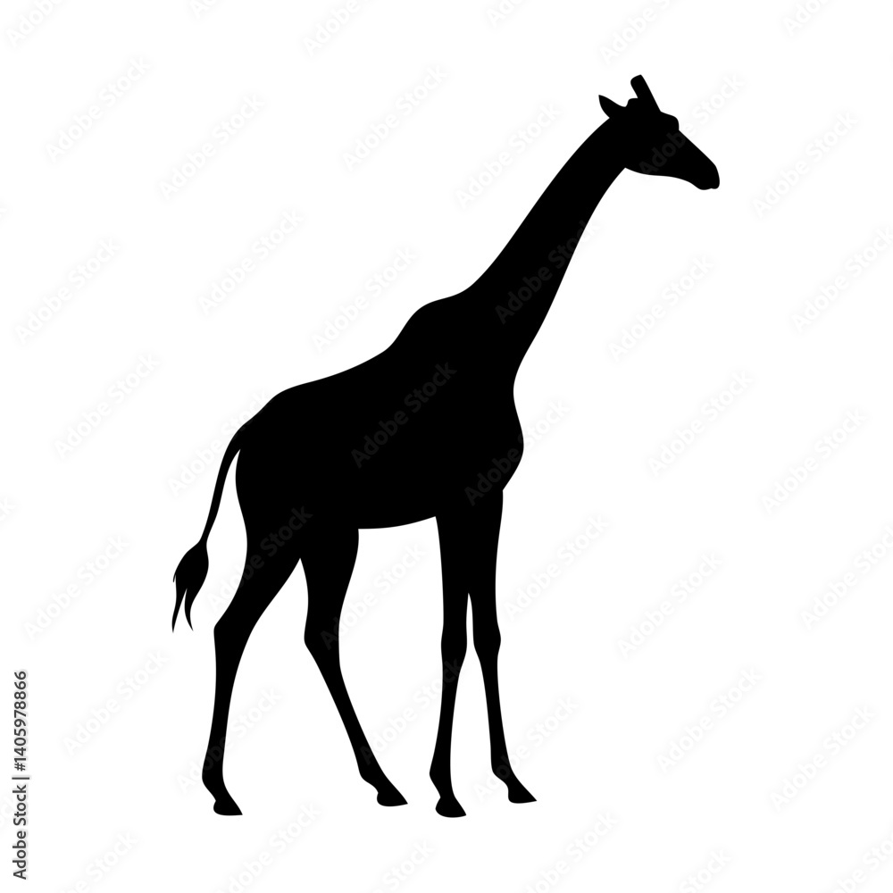 Isolated black giraffe silhouette vector illustration african wildlife animal design graphic art print vector Isolated black giraffe silhouette vector illustration african wildlife animal design graphic art print vector