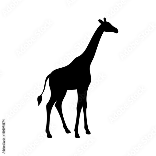 Giraffe silhouette vector illustration african wildlife safari animal tall neck mammal zoo drawing 90