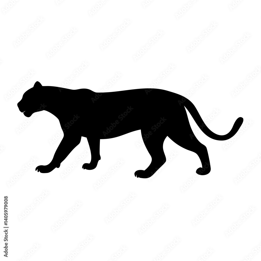 Black panther silhouette vector illustration predatory cat wildlife animal design graphic template