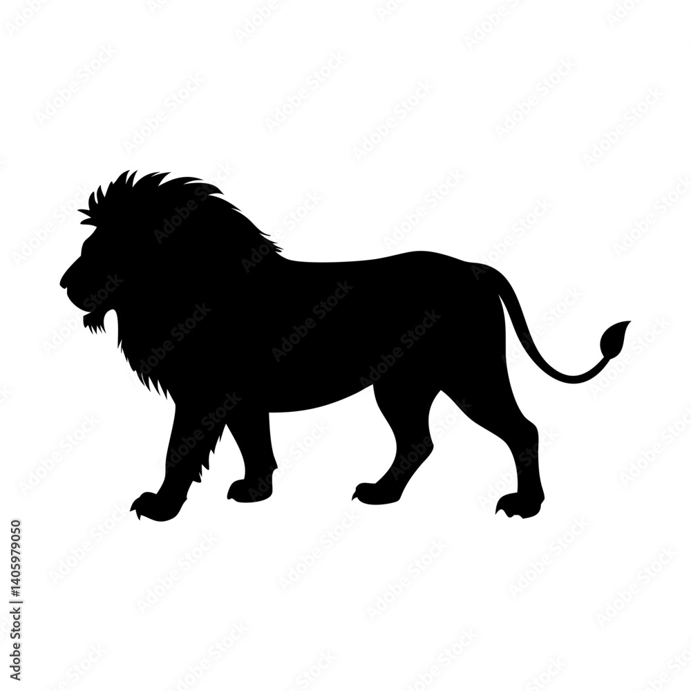 Obraz premium Lion silhouette vector illustration african wildlife animal king of the jungle feline predator art