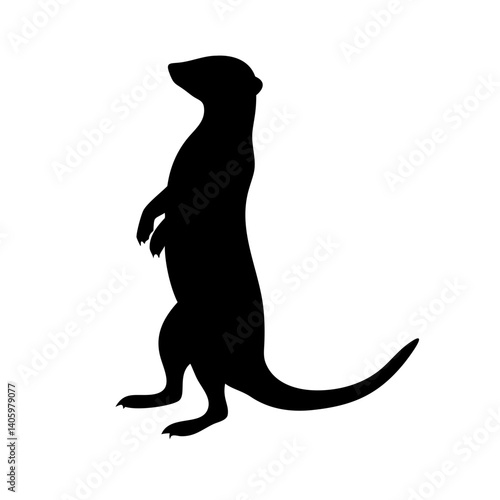 Meerkat silhouette vector illustration standing upright cute animal wildlife africa design element icon