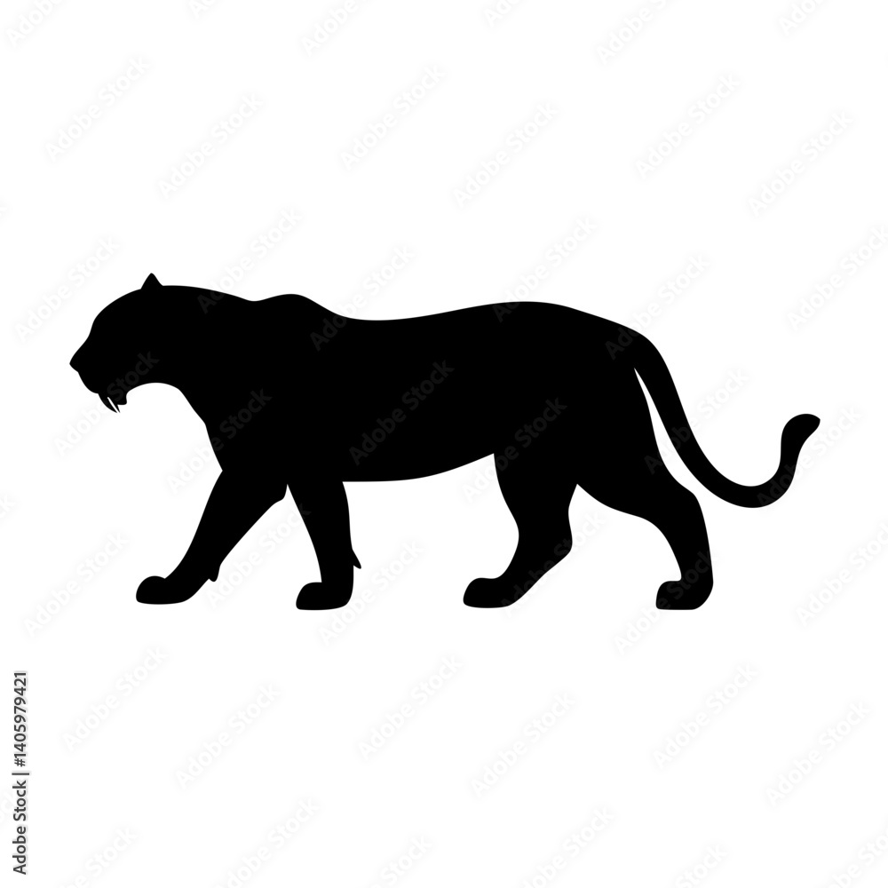 Obraz premium Black tiger silhouette vector illustration for wildlife animal design and graphic art projects