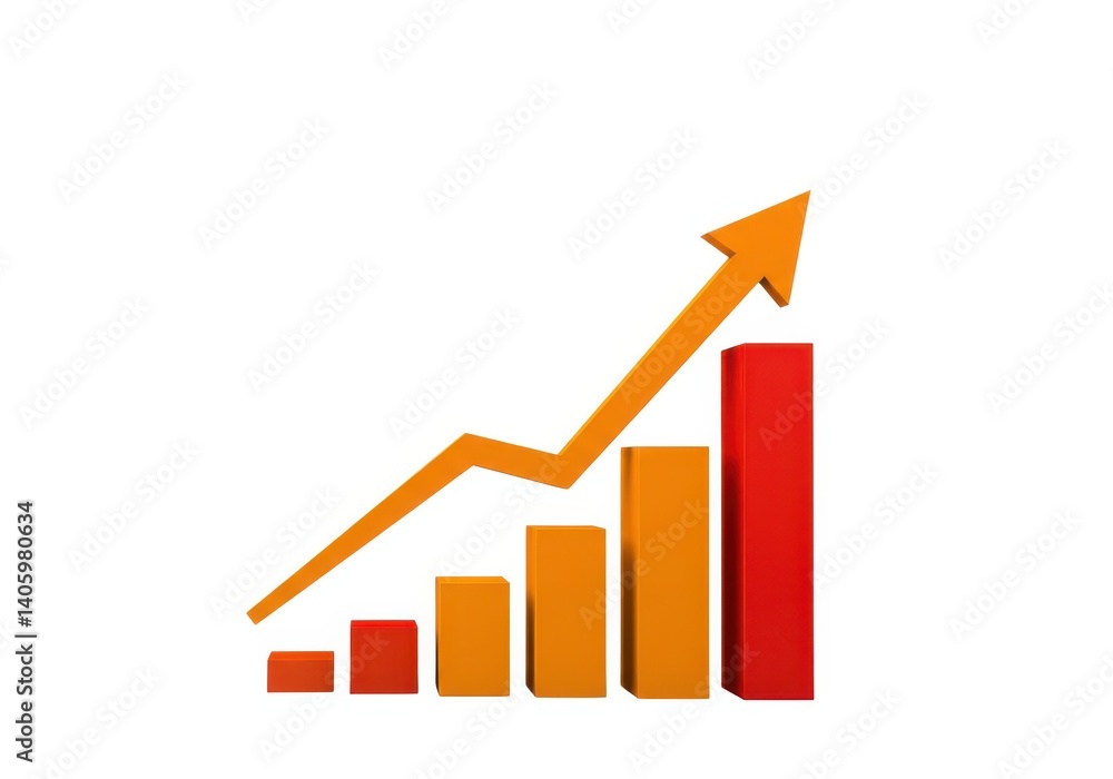 Growth chart showing financial success and business profit isolated on white background Growth chart showing financial success and business profit isolated on white background