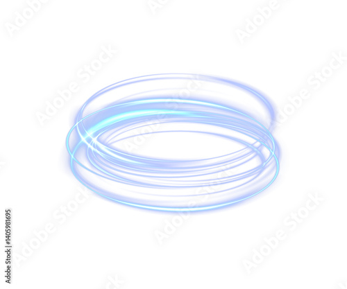 abstract light effect with rotating rays, stripes, swirl motion PNG. Bright, futuristic light trail with swirling blue neon waves, glowing swirl PNG, sparkling energy.