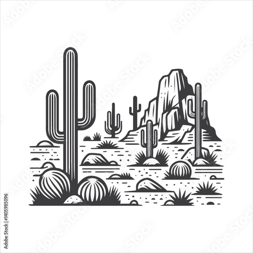 Title: Classic American Western Desert with Cactus