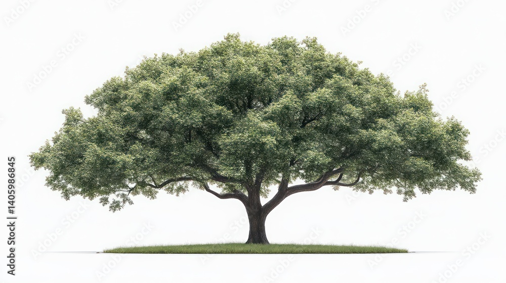 Obraz premium A lush green tree with a wide canopy perfect for nature backgrounds and environmental themes