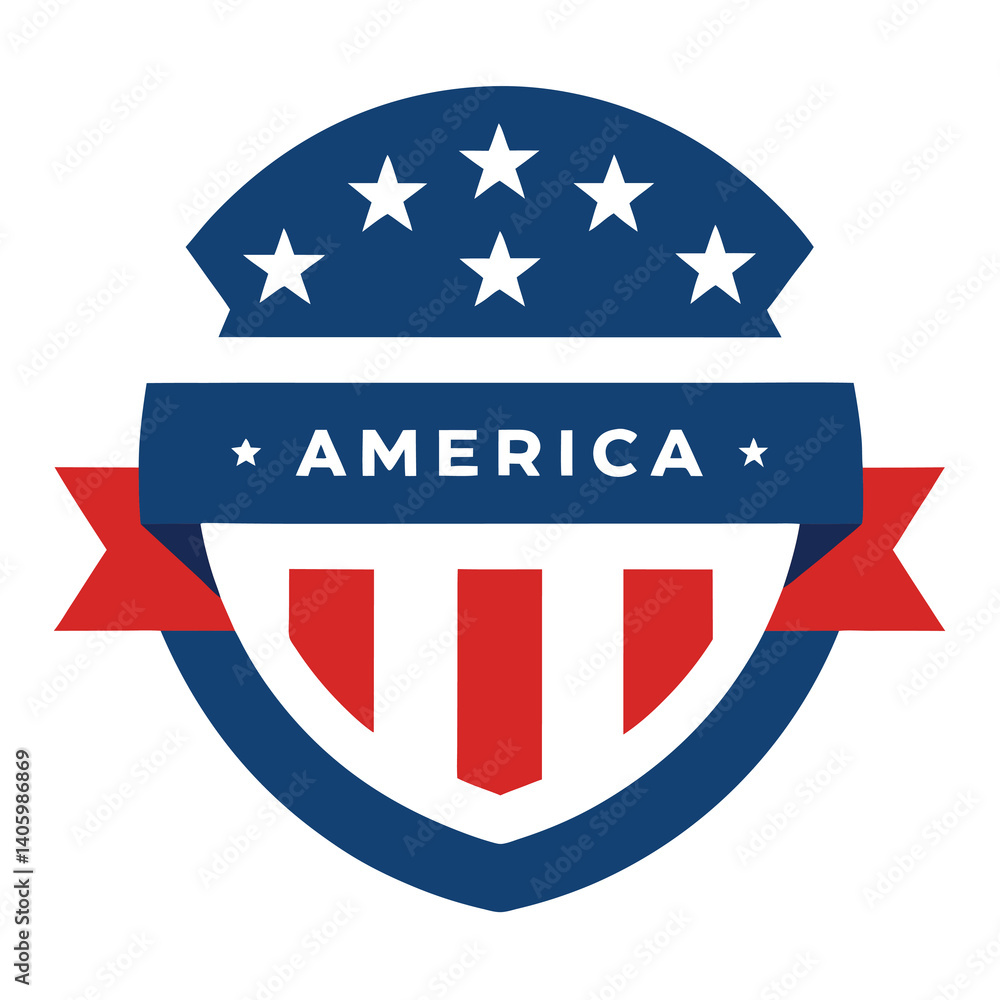 American Style Circular Shield with Stars vector illustration on white background American Style Circular Shield with Stars vector illustration on white background