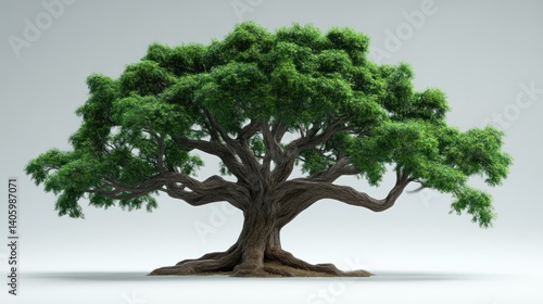 A majestic tree with lush green foliage and intricate branches perfect for nature environment
