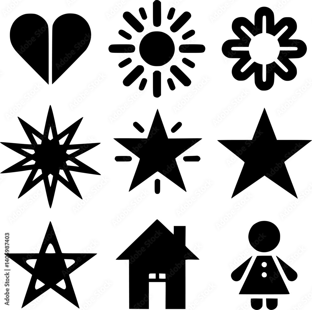 Collection of Simple Black and White Geometric Shapes icons Collection of Simple Black and White Geometric Shapes icons