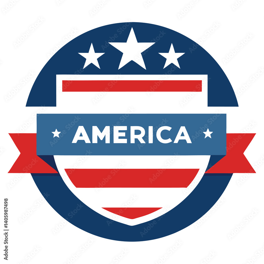 American Style Circular Shield with Stars vector illustration on white background American Style Circular Shield with Stars vector illustration on white background