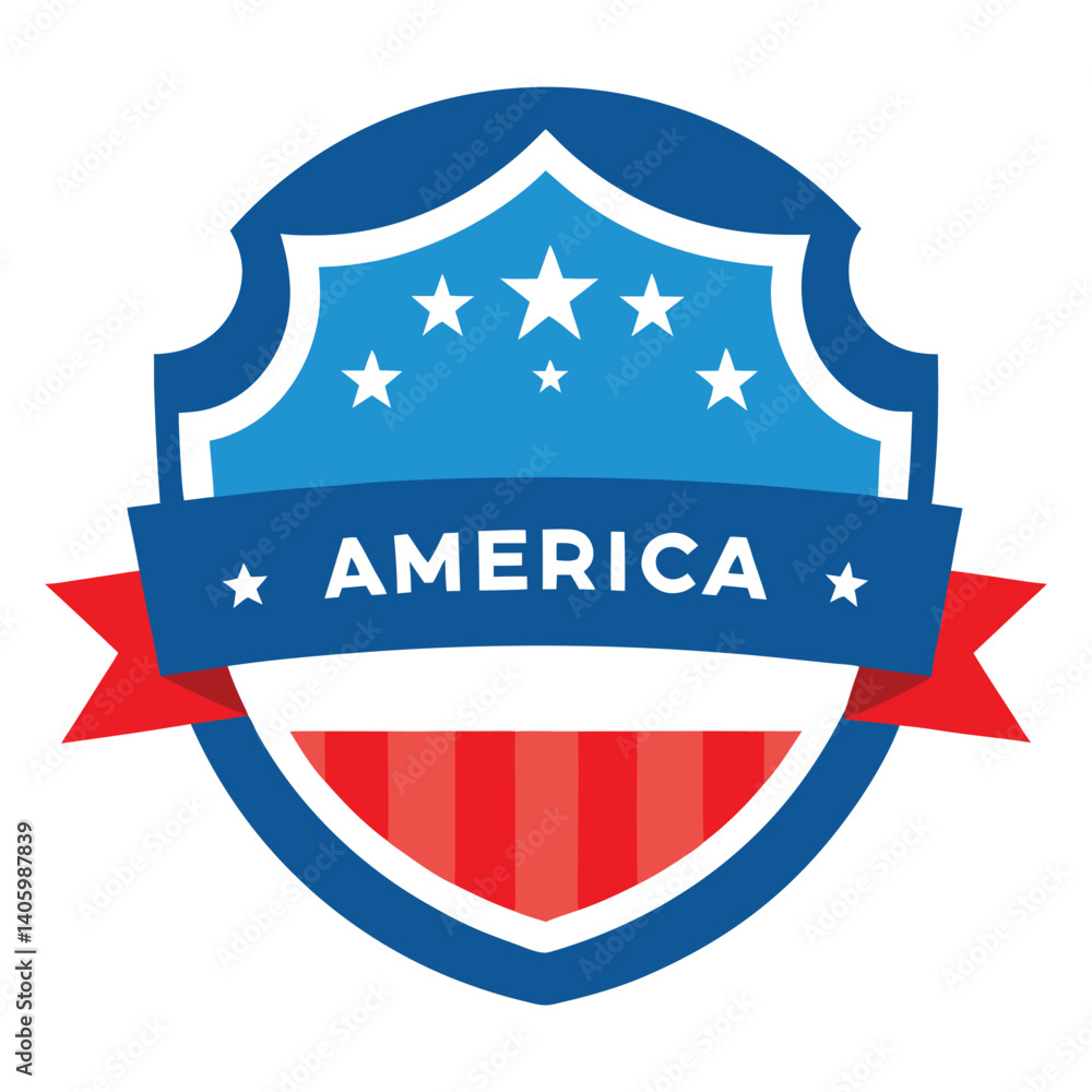American Style Circular Shield with Stars vector illustration on white background American Style Circular Shield with Stars vector illustration on white background
