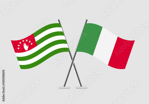 Abkhazia and Italy vector flags illustration in graphic flat mode