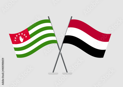 Abkhazia and Yemen vector flags presented in bilateral context