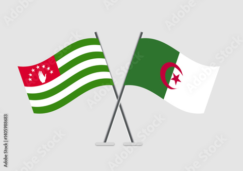 Abkhazia and Algeria vector flags icon with flat vector elements