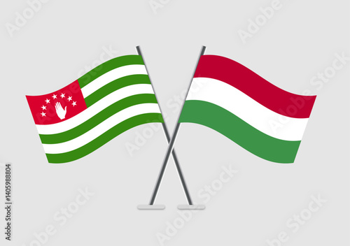 Abkhazia and Hungary vector flags illustrated with soft wave motion