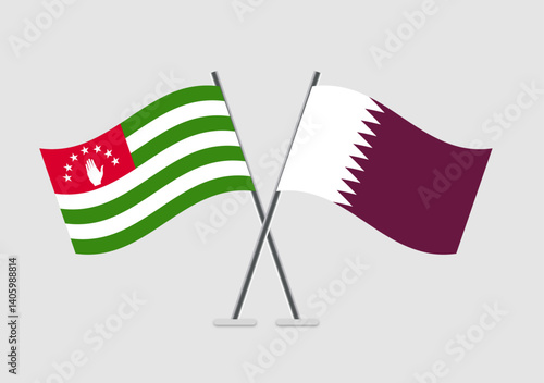 Abkhazia and Qatar vector flags symbolizing alliance in vector art
