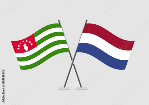 Abkhazia and Netherlands vector flags in dual identity graphic layout