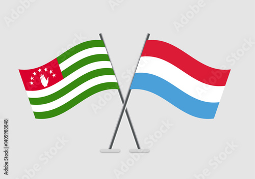 Abkhazia and Luxembourg vector flags crossing in graphic symbolism