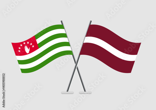Abkhazia and Latvia vector flags in geometric 2D vector form