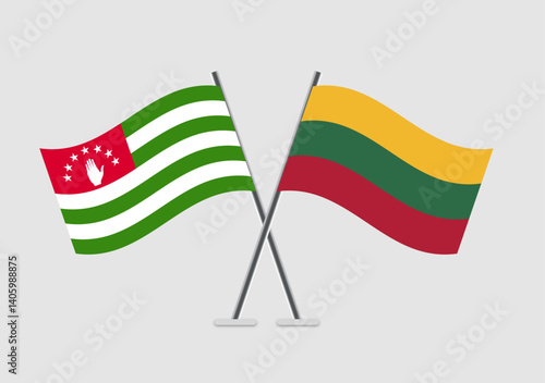 Abkhazia and Lithuania vector flags illustrated in simple unity