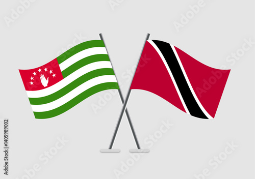 Abkhazia and Trinidad and Tobago vector flags in balanced neutral illustration