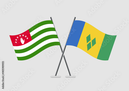 Abkhazia and Saint Vincent and the Grenadines vector flags illustrated in partnership theme