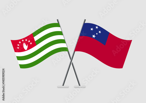 Abkhazia and Samoa vector flags image with symmetry and wave