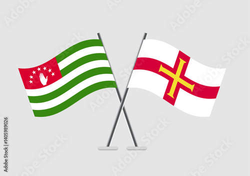 Abkhazia and Guernsey vector flags image with elegant graphic wave