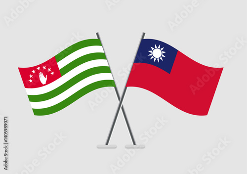 Abkhazia and Taiwan vector flags shown with peaceful theme