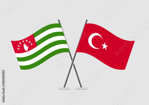 Abkhazia and Turkey vector flags drawn in clear vector pose