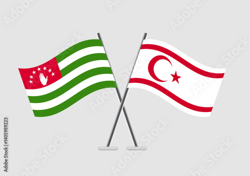 Abkhazia and Turkish Republic of Northern Cyprus vector flags graphic on flat pole structure
