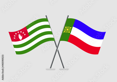 Abkhazia and Khakassia vector flags illustration with balance and grace